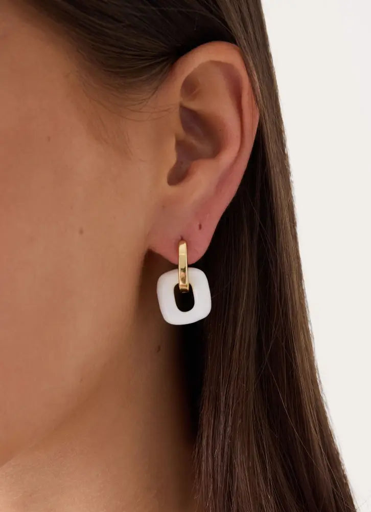 Interlinked Earrings - Gold/White - Gold/White / One Size - Earrings