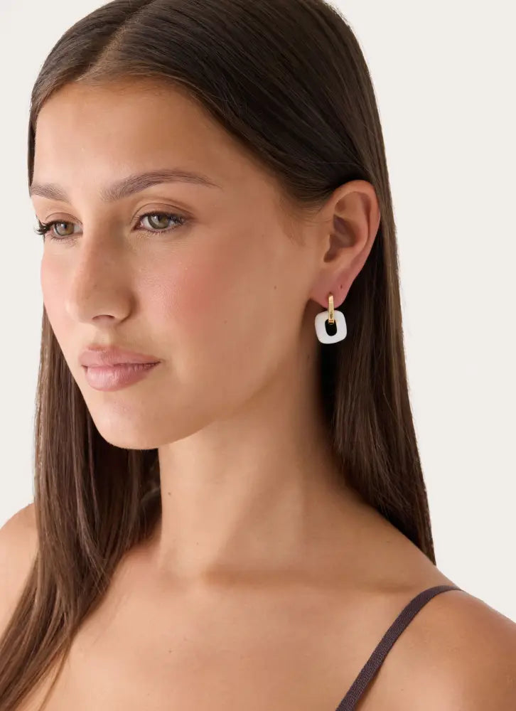 Interlinked Earrings - Gold/White - Gold/White / One Size - Earrings