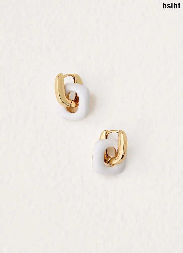 Interlinked Earrings - Gold/White - Gold/White / One Size - Earrings